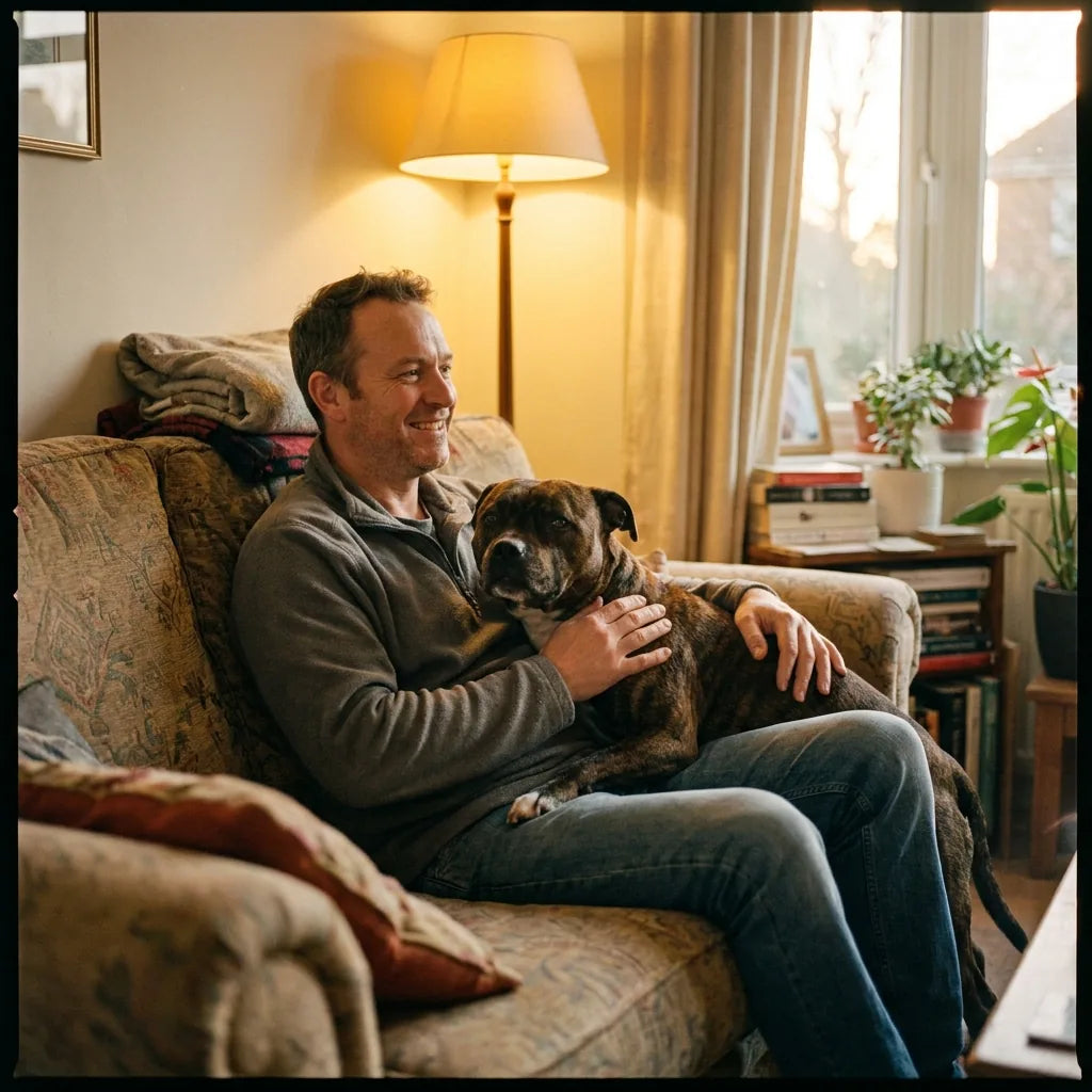Marcus T. with staffy, 4