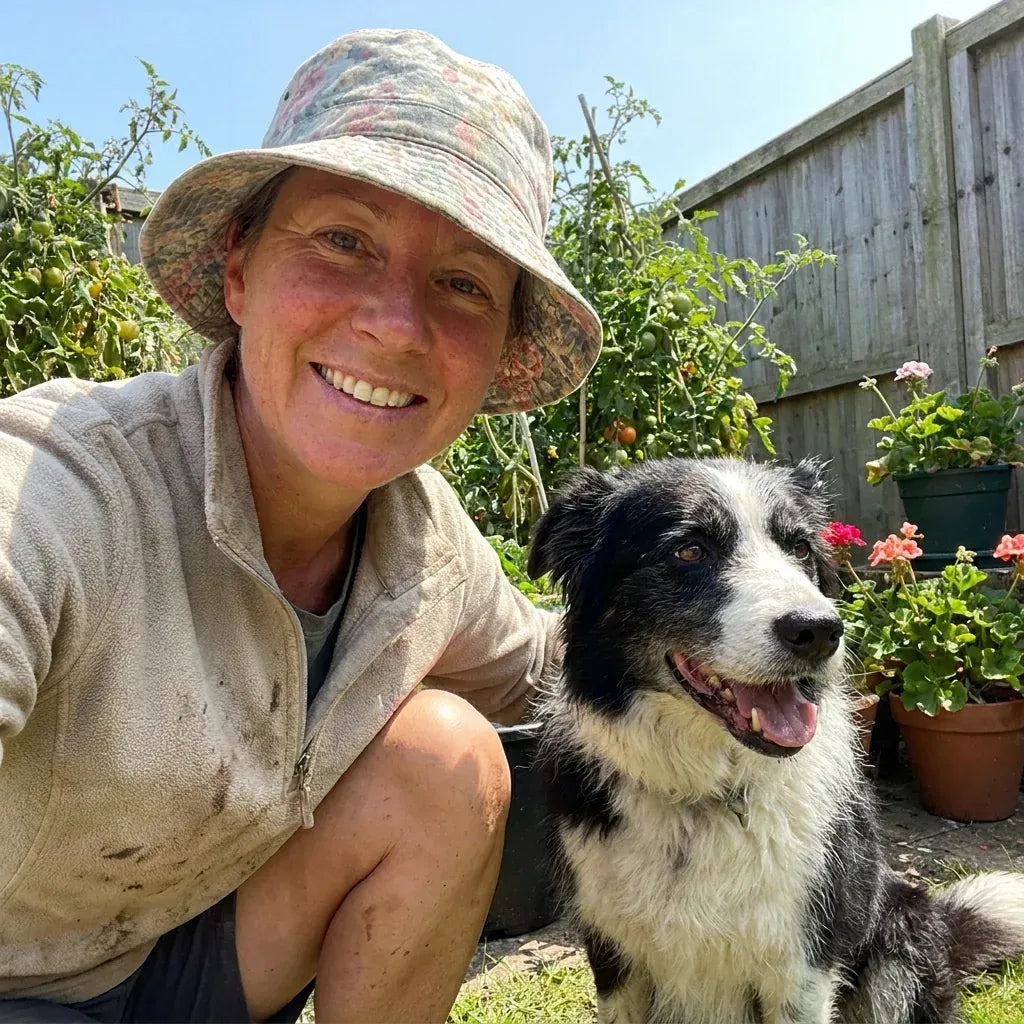 Priya N. with two collies